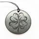 Pendant with engraving "Clover" Of Mineral Shungite 50mm